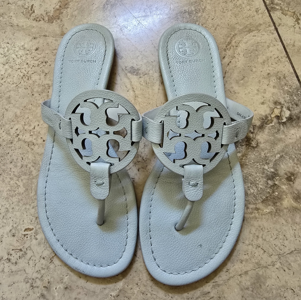 Tory Burch Baby Blue Logo Sandals
